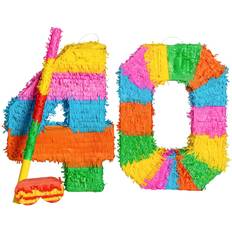 Yellow Piñatas Fax Potato 40th Birthday Anniversary Pinata Set with Stick Blindfold Multi Yellow