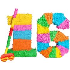 Childrens Parties Piñatas Fax Potato 16th Birthday Anniversary Pinata Set with Stick Blindfold Multi Yellow