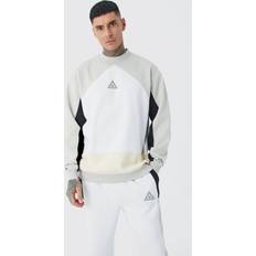 Mies - Valkoinen Puvut boohooMAN Oversized Colour Block Sweatshirt Tracksuit - White