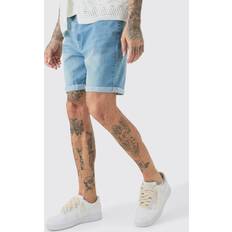 Shorts boohooMAN Mens Tall Stretch Denim Slim Fit Shorts In Light Wash White