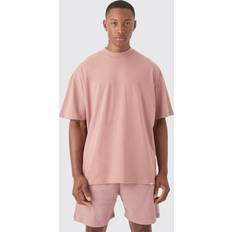 Shortsit boohooMAN Oversized Extended Neck Heavyweight T-shirt & Shorts Set - Rose