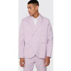 Schlitz Anzüge boohooMAN Textured Double Breasted Suit Jacket - Lilac