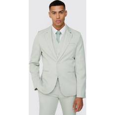 Green - Men Suits boohooMAN Mens Textured Skinny Single Breasted Suit Jacket Green