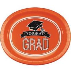 Orange Disposable Plates Hoffmaster Graduation school spirit orange 12 inch oval paper plates 8 pack tableware