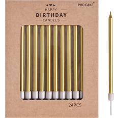 Party Decorations 24count gold long thin metallic birthday candles cake candles birthday parties w