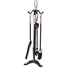Silver Fire Companion Sets Tangkula Costway 5 Piece Black Fire Companion Set 53.3 x 25.4 x 7.62 cm