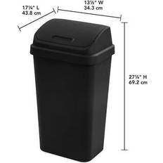 Sterilite household trash can 13 gal. swing top lid wastebasket plastic 12-pack