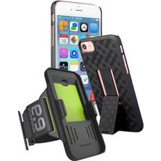 Nakedcellphone Armband and Slim Kickstand Case Combo for Apple iPhone SE 2022 2020 Black