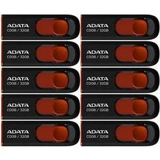 Adata Memory Cards & USB Flash Drives Adata 32GB USB 2.0 Retractable Capless Flash Drive Red, 10-Pack