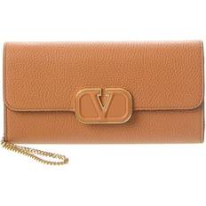 Valentino Wallets & Key Holders Valentino by: La Via, VLogo Grainy Leather Wallet On Chain Beige