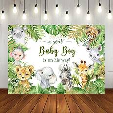 Photo Backgrounds Lofaris Lofaris Safari Baby Shower Backdrop for Photography Jungle Animals Baby Shower Background Newborn Baby Party Decorations for Boy Cake Table Banner 7x5ft