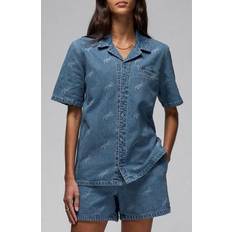 Algodón - Mujer Blusas Jordan Woven Short Sleeve Shirt Ref. FN5769-453 - Azul