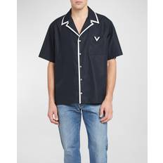 Bekleidung Valentino COTTON POPLIN BOWLING SHIRT WITH RUBBERISED V DETAIL