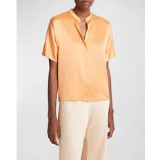 Orange - Women Blouses Vince Silk Dolman Short-Sleeve Blouse, Kumquat