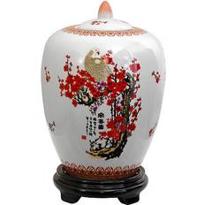 Oriental Furniture 11" cherry blossom porcelain jar Vase