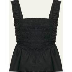 Ekologiskt material - Svarta Blusar Ganni Cotton Poplin Smock Strap Blouse Dam Toppar
