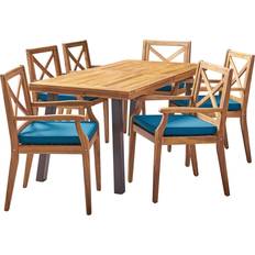 Christopher Knight Home Justin outdoor farmhouse slat-top Patio Dining Set