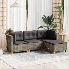 Lounge-Sets reduziert Homie Garten-Sofagarnitur 4-tlg mit Kissen Grau Lounge-Set