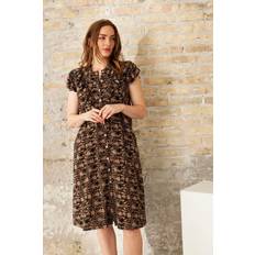 IN FRONT Black Riana Dress with Flounces - Brown