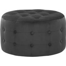 Schwarz Fußhocker Beliani Round Button-Tufted Velvet Foot Stool