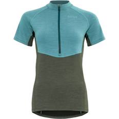 Hiking - Women T-shirts & Tank Tops Devold Women's Standal Merino Tee Zip Neck Radtrikot Gr türkis/oliv