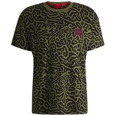 Herre - Stretch Nattøj HUGO Stretch-cotton pyjama T-shirt with seasonal pattern Green