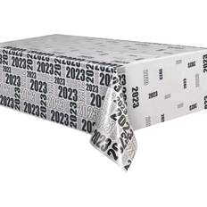 Silver Table Decorations 2023 Graduation Silver Rectangular Plastic Table Cover, 54 x 108 Inches, 1 Count