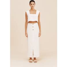 Lino Gonne Posse Gigi Column Skirt - Ivory