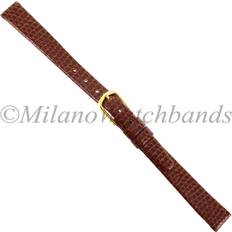 Women Watch Straps 10mm hadley roma leather lizard grain ladies brown band ls706 7.3 inches, including buckle