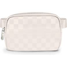 Leather - White Bum Bags Dancour Sold by: DANCOUR, Dancour Checkered Belt Bag White Fanny Pack For Women Crossbody Waist Bag