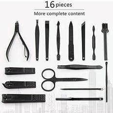 JT manicure set stainless steel professional pedicure kit with a travel case Black