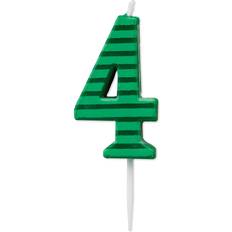 Plastic Cake Candles Papyrus Number 4 Birthday Candle, Green Stripes 1-Count