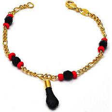 Gold Plated - Unisex Bracelets RM 18k gold filled evil eye azabache black hand figa good luck charm bracelet