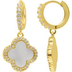 Jewelry Adornia Crystal Halo Clover Hoop Earrings in Gold