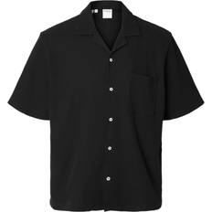 Selected Homme Waffled Short Sleeved Shirt - Black