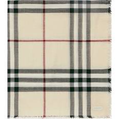 Natur - Unisex Halsdukar & Sjalar Burberry Kräm Rutigt Mönster Ullsjal - NEW