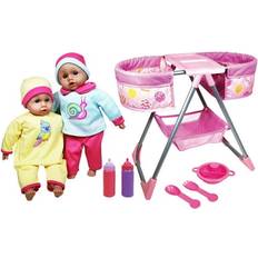 Lissi Twin Highchair & Baby Dolls Set Pink & Yellow, Kids Ages 2