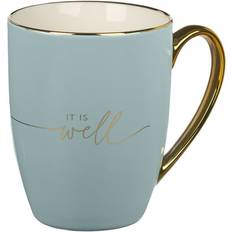 Turquoise Cups It is Well With My Soul Mug, Blue & Cream Taza