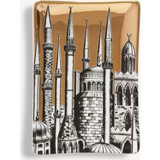 White Ashtrays Fornasetti Minareti Rectangular Ashtray Women Ceramic One Size Gold