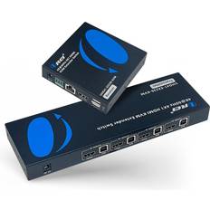 KVM Switches Orei 4k60hz 4x1 hdmi kvm extender switch upto 230 ft uhd41-ex230-kvm Black