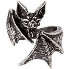 XL Rings Alchemy Gothic nighthawk ring vampire bat wrap fine english pewter r246