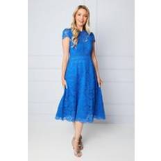 Wallis Womens Lace Fit And Flare Midi Dress Blue