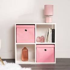 Pink Storage Boxes OHS Faux Linen With Lid, Blush 2 Storage Box