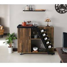 Shelves Liquor Cabinets Furniture of America Tern Modern 6-shelf Mobile Wine Liquor Cabinet