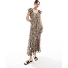 Vero Moda Leopard Klänningar Vero Moda Frill Sleeve Maxi Dress - Leopard Print