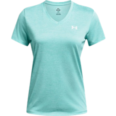 Damen - Türkis T-Shirts Under Armour Women's Tech Twist V-Neck Short Sleeve T-shirt - Radial Turquoise/White