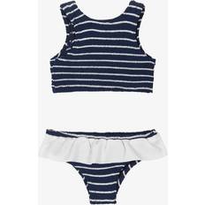 Blue Bikinis Children's Clothing Hunza G Vy/white Olive Stripe-print Crinkled Bikini 1-6 Years