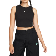 Nike XS Tank Tops Nike Women's Machine Knit Sportswear Chill Mini Tank Top - Black/Sail