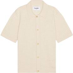 Men - Natural Tops Corridor Men's Pointelle Buttondown Short Sleeved Shirt Natural Beige