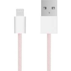 Flätad USB-A- till Lightning-kabel Rosa 0,5 m